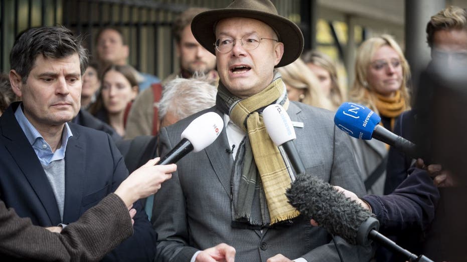 Milieudefensie's director Donald Pols speaks to the media